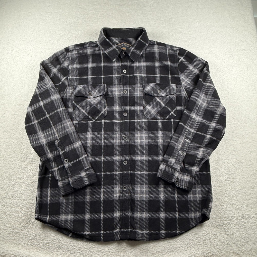Freedom Foundry Shirt Mens XL Black Plaid Fleece Comfort Fit Button Up Shacket